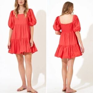 NWT Oliphant Bubble Skirt Mini Dress in Coral, Women's Large